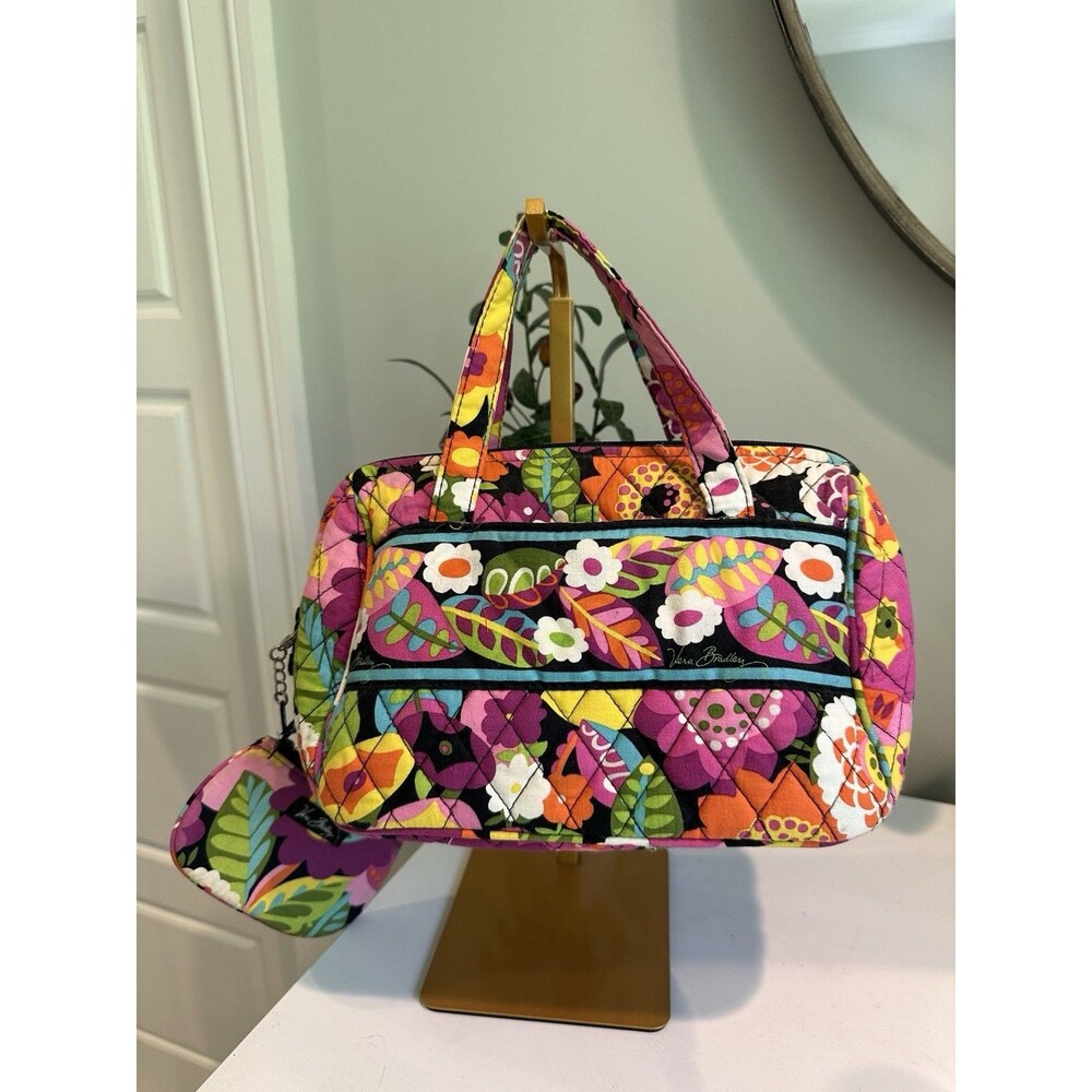 Vera Bradley Mod Floral Retired Large Quilted Travel Cosmetic Tote Case & Wallet